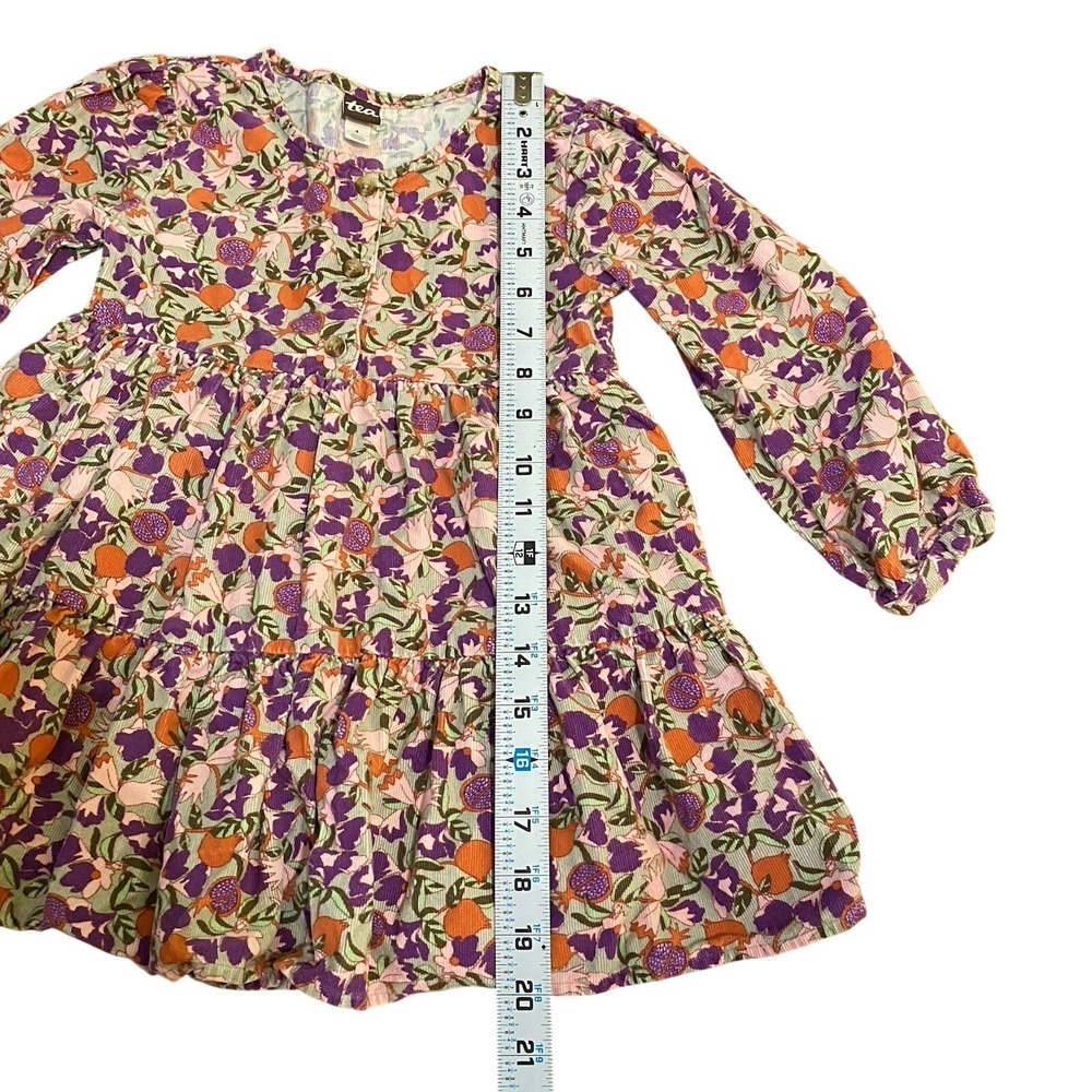Tea Collection Girls 4 Floral Corduroy Dress Fall Tiered Long Sleeve Cottagecore - Picture 5 of 7